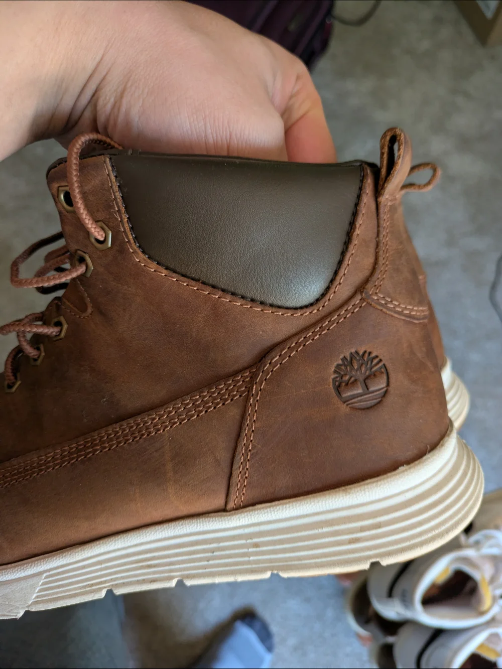 Timberland Brown Leather Lace-Up Casual Boots with White Sole
